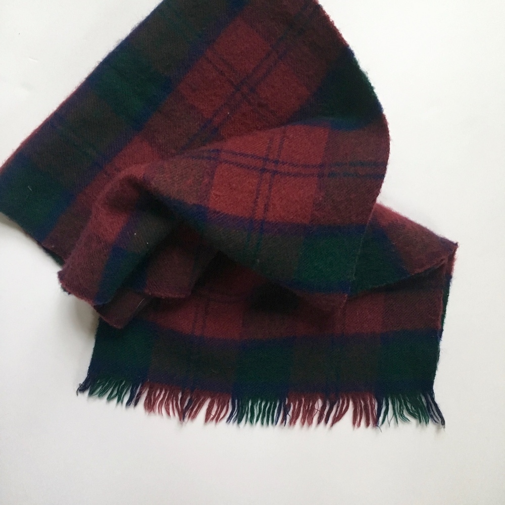 Vintage lambswool plaid scarf | made in Uruguay